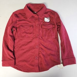 Hello Kitty Kids Burgundy Button Down Shirt Size Medium‎